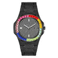 Square diamond watch for men with alloy strap and quartz movement