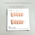 Set of frosted velvet Cat's Eye press-on false nails showing short ladder sizes XS, S, and M.