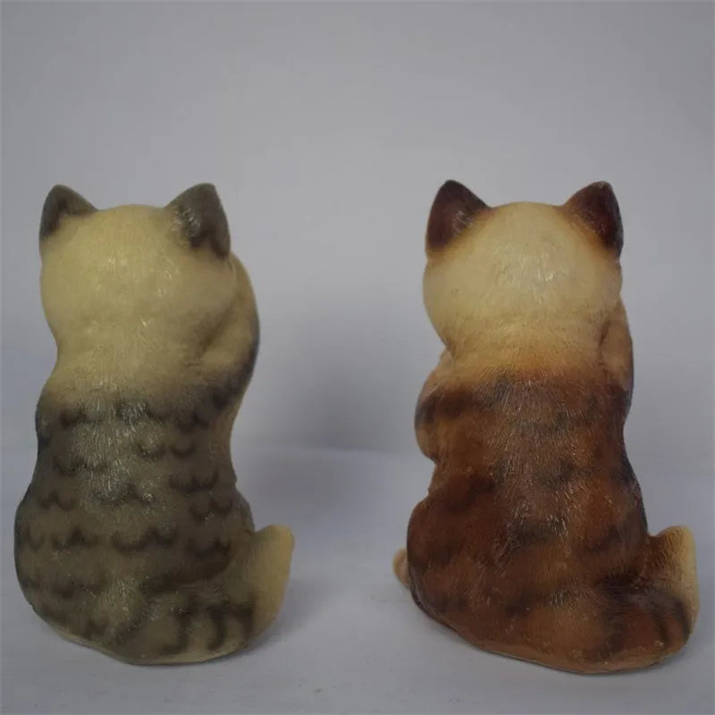 Brown cat-shaped solar lawn light for garden decoration with LED illumination