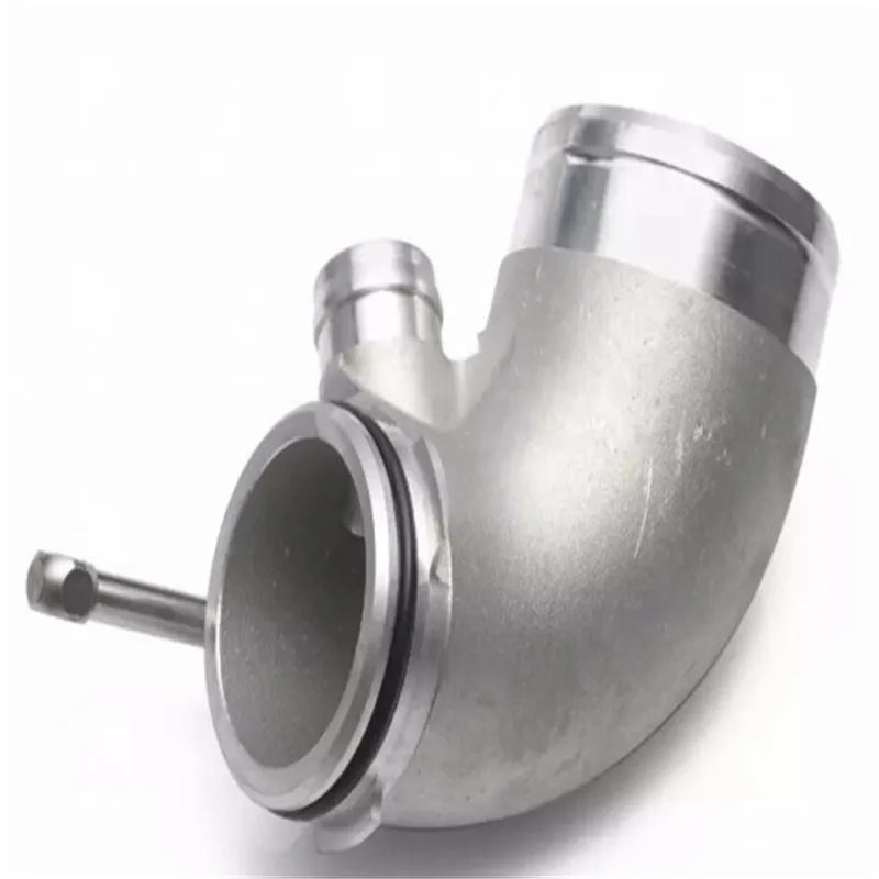 Aluminium alloy 90 degree turbine tube elbow for lateral engine turbo applications