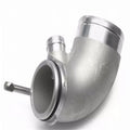 Aluminium alloy 90 degree turbine tube elbow for lateral engine turbo applications
