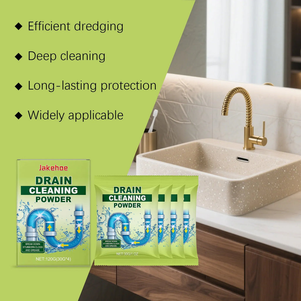120G packet of drain cleaning powder for sinks, basins, showers and bathtubs