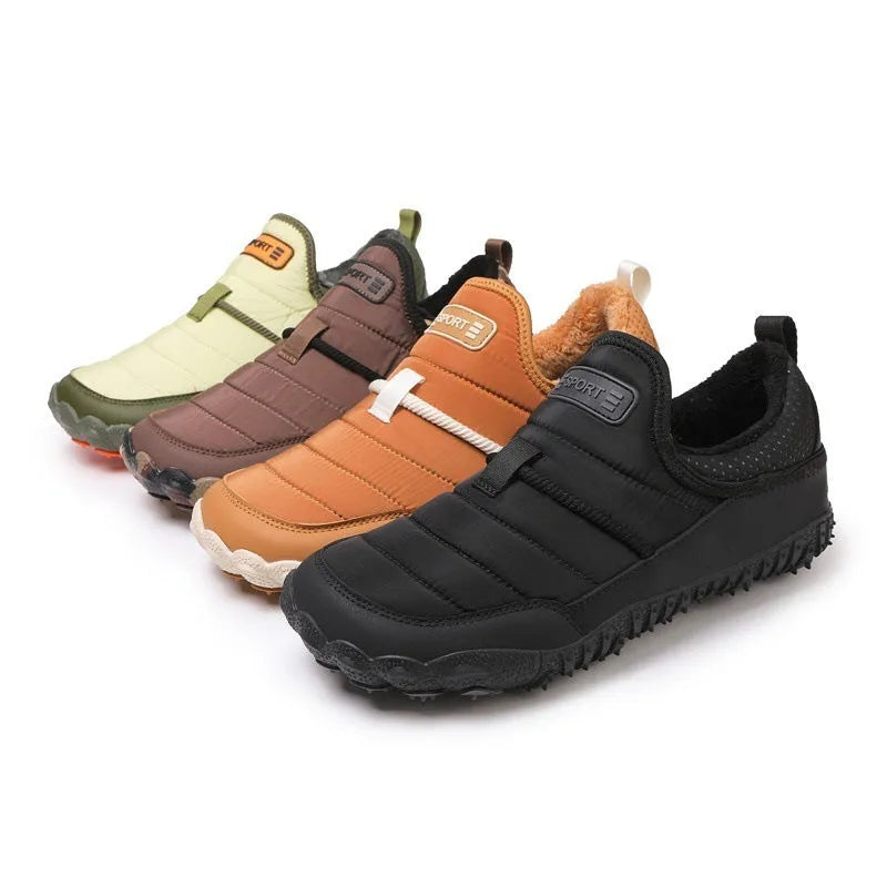 Snow boots outdoor couple non-slip warm cotton shoes with rubber sole in black colour