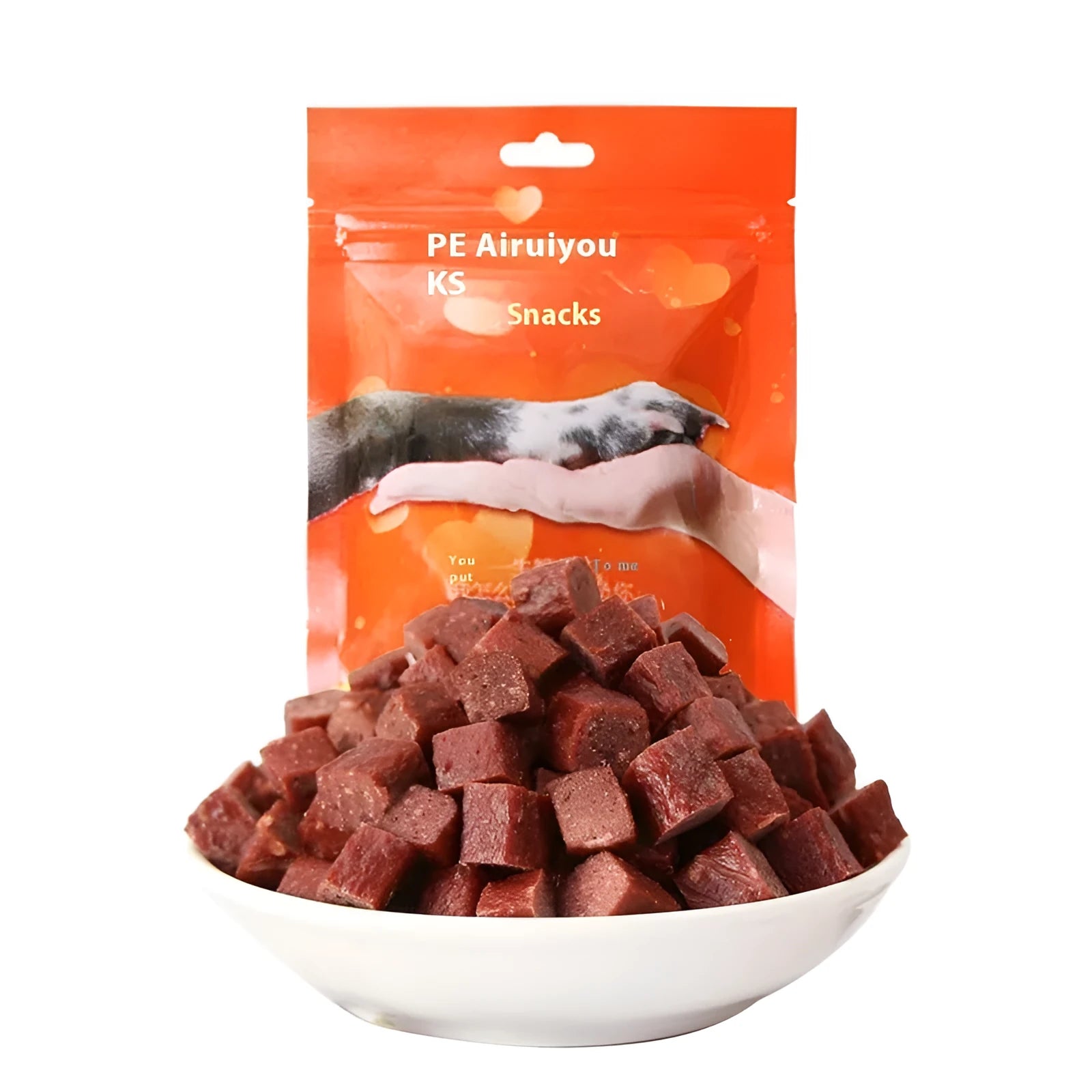 Dried beef and chicken dog training cubes 100g pack grain-free pet treats
