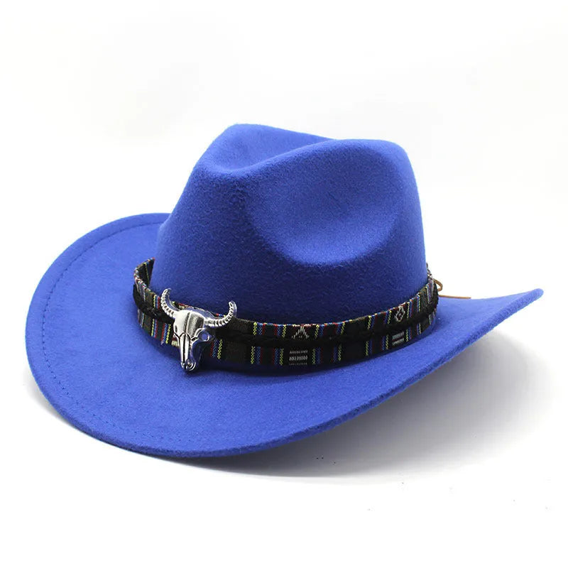 A Western-style bell crown cowboy hat on a stand, shown in an army green colour.