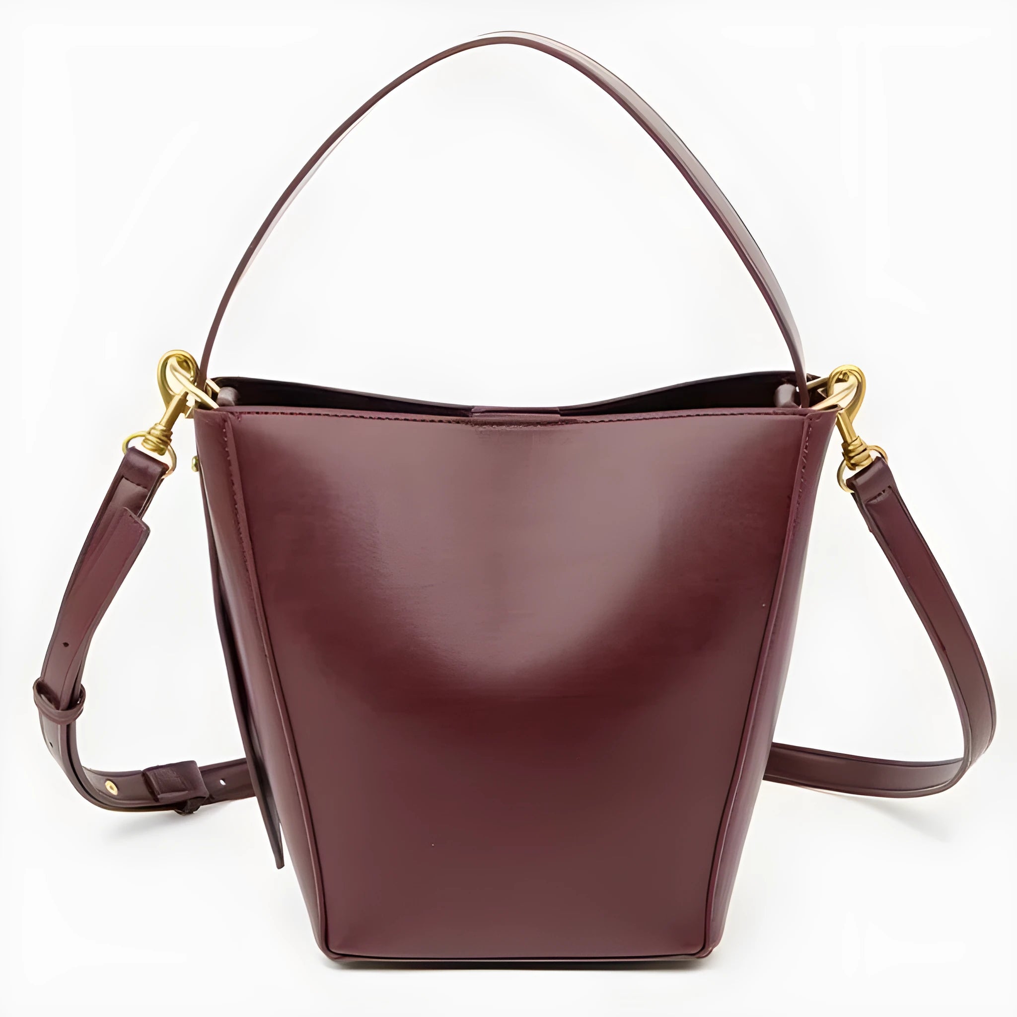 Urban minimalist PU crossbody shoulder bag in bucket style, available in black, army green, and wine red