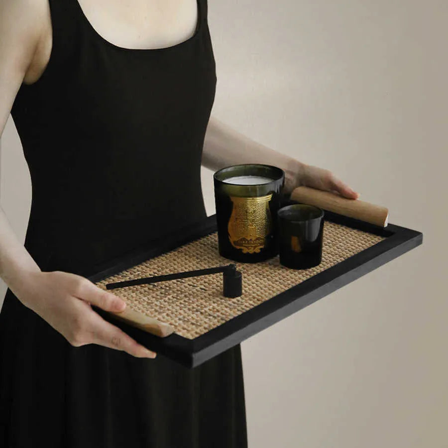 Pine wood dining tray with a compartment, shown in natural wood colour.