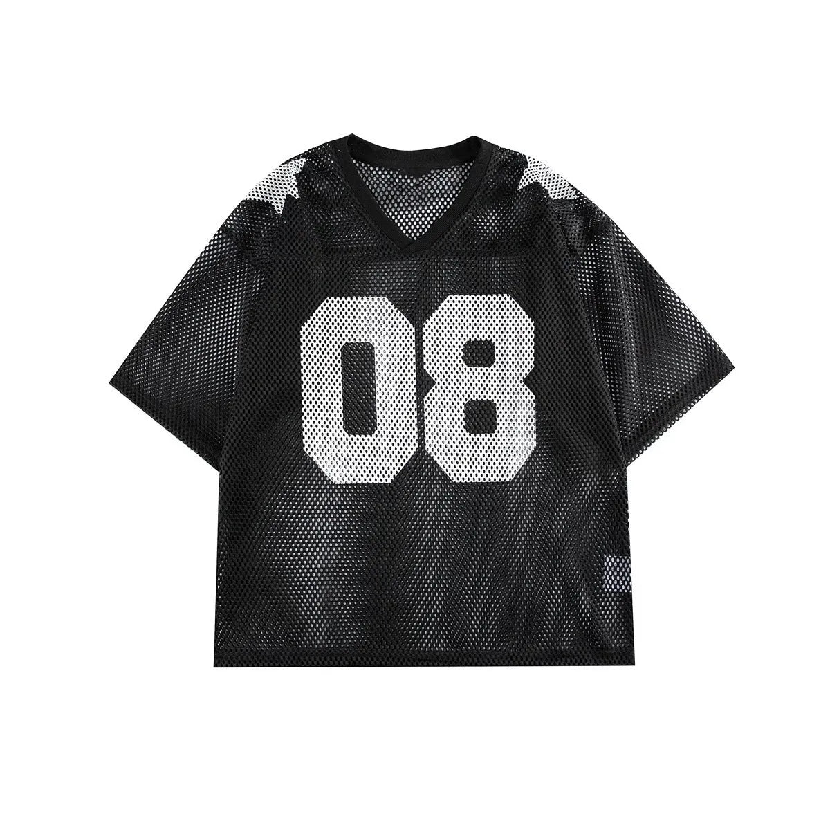 Letter pattern pullover shirt in loose fit with short sleeves available in black or navy blue