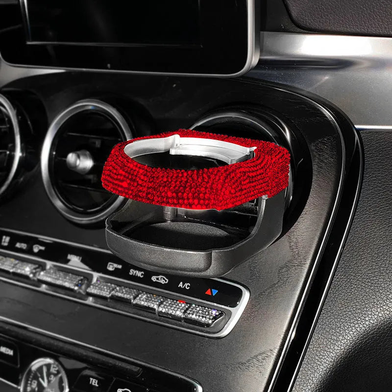 Diamond-decorated car air vent cup holder in white, colour, pink, red, blue, black or green
