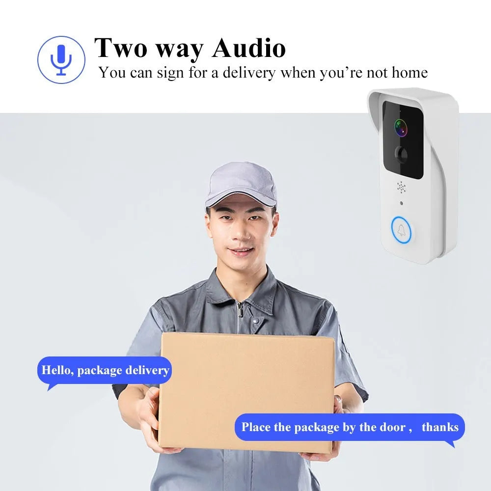 Black and white waterproof HD visual doorbell intercom for home security with APP notifications