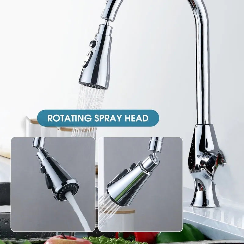 Universal pressurised kitchen faucet sprayer nozzle with rotating head in matte black finish