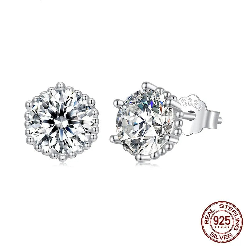 S925 sterling silver round ear studs for women fairy style BSE1245 colour