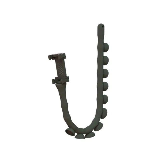 Flexible lazy bracket phone holder with suction cup mount in extended position