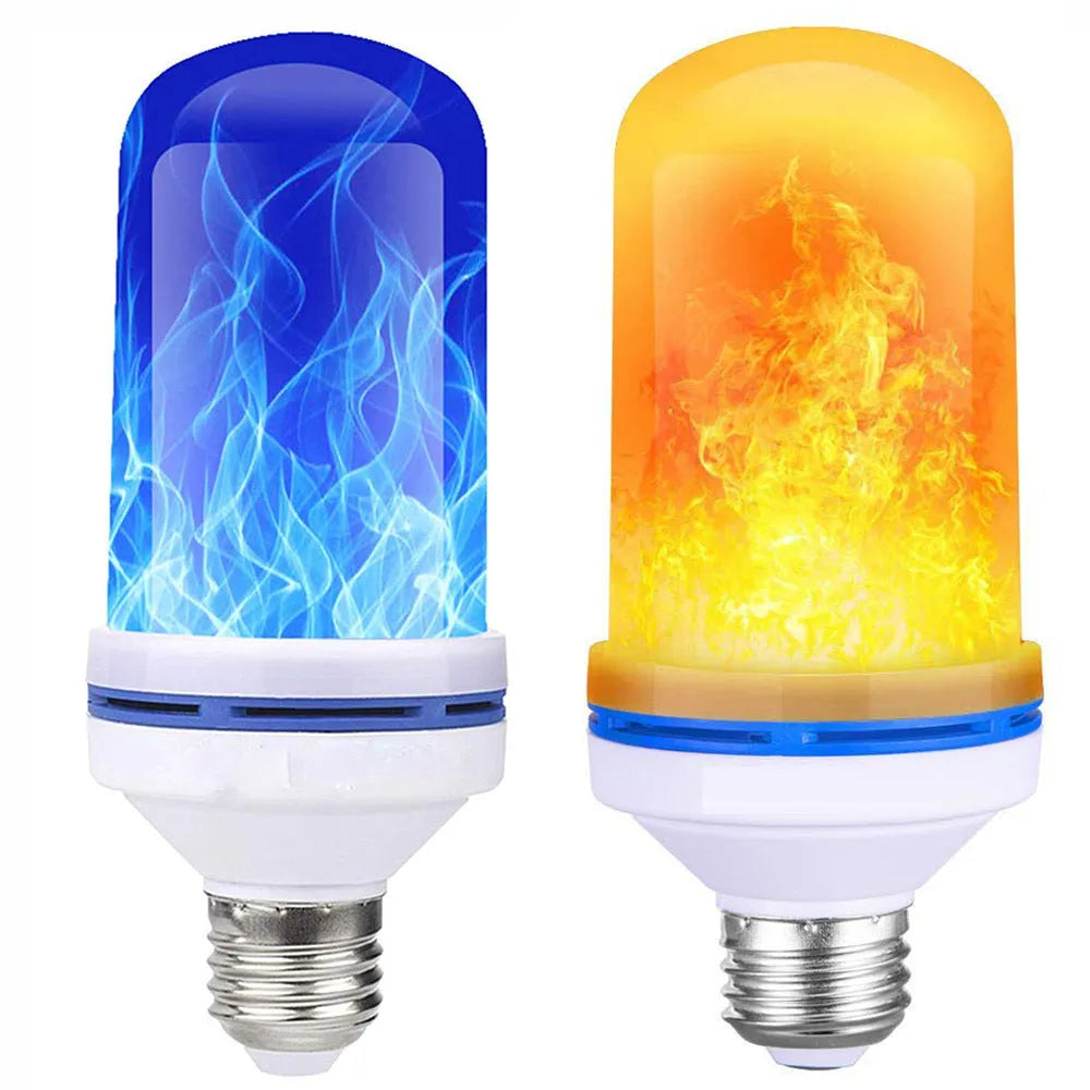 LED flame light bulb 9W 600lm with 4 modes E26/E27/B22 base blue yellow