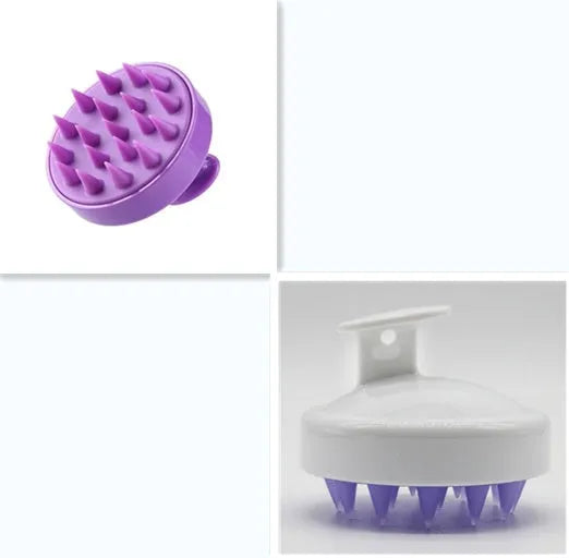 Silicone shampoo brush scalp massage comb 8x8x7cm in black