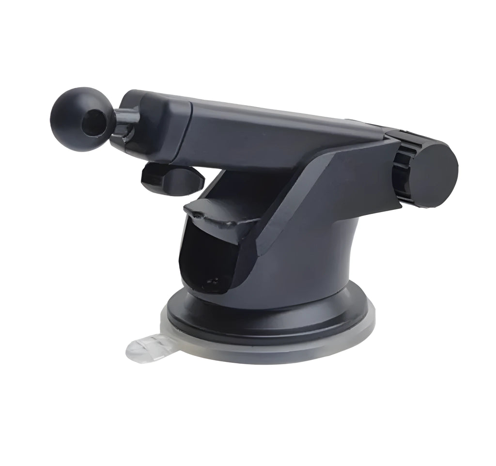 Universal car phone holder with telescopic arm extending from dashboard bracket