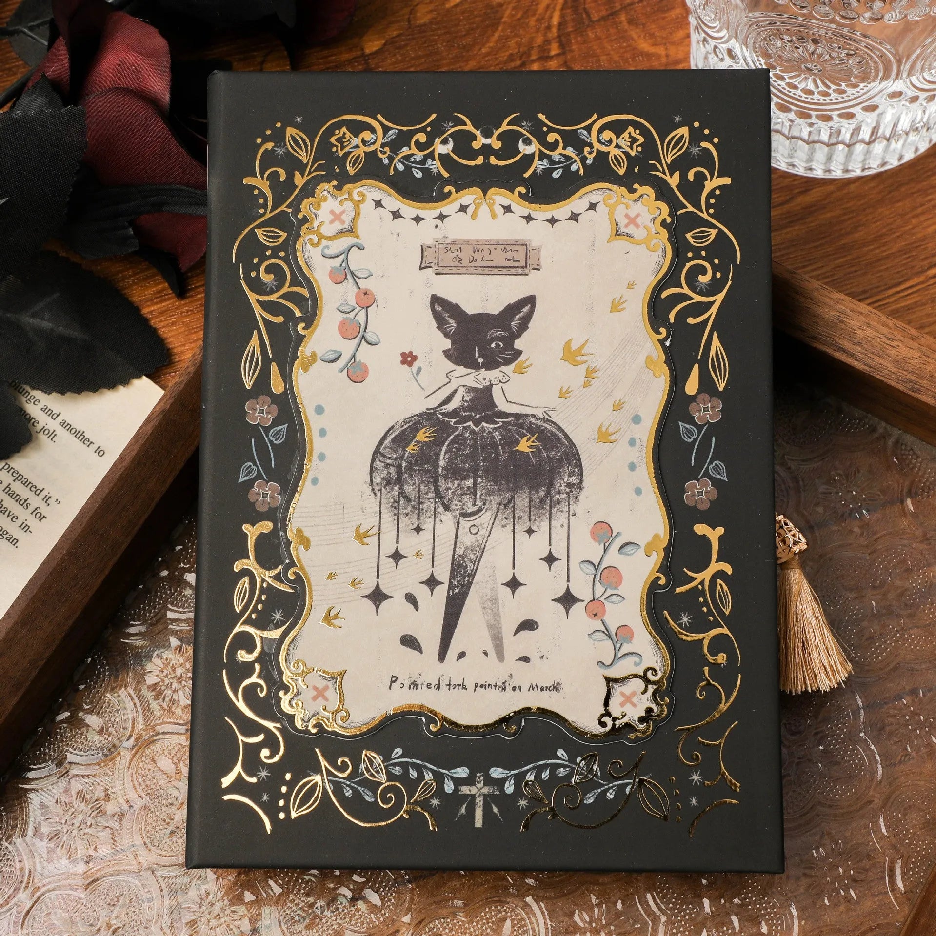 THALO retro art A5 notebook with gothic style cover measuring 11.6 by 16.5 centimetres