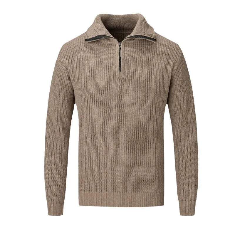 Men's loose slim fit solid colour pullover sweater for autumn and winter casual wear