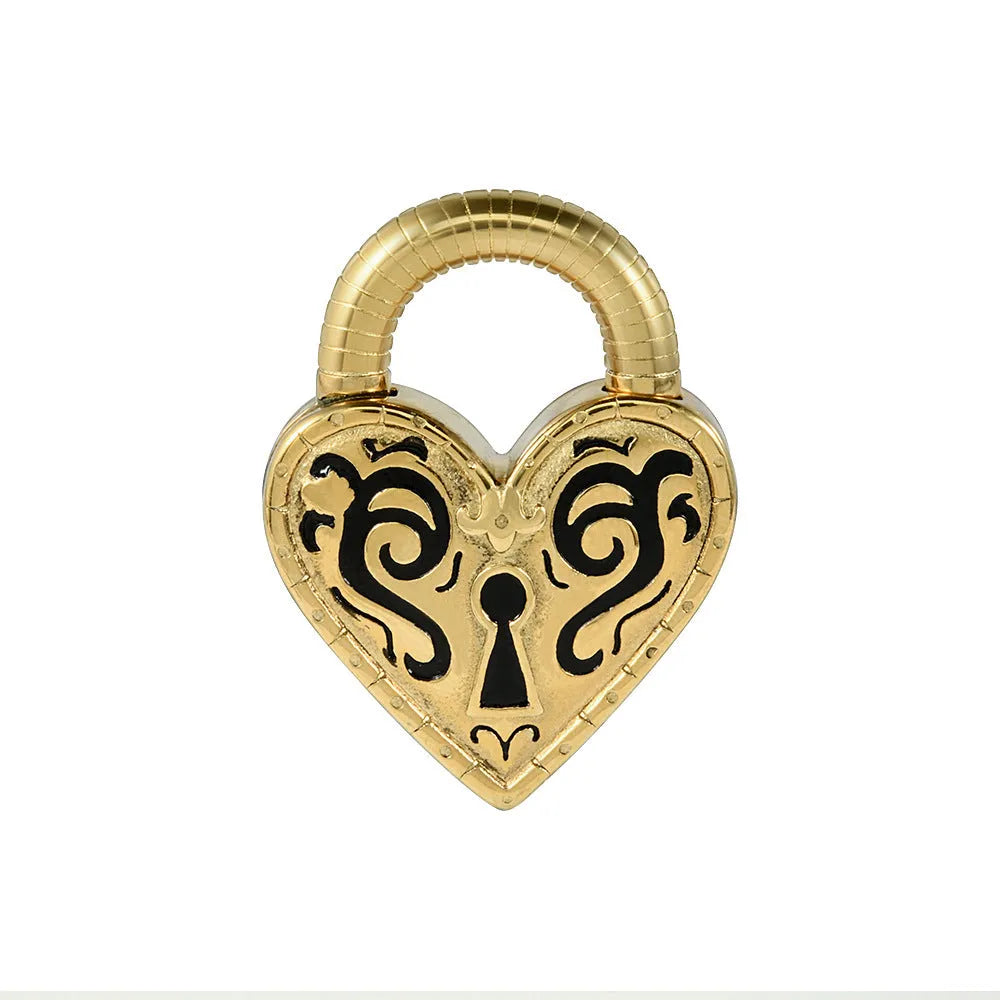 Heart-shaped stainless steel ear piercing stud with electroplated gold finish on white background