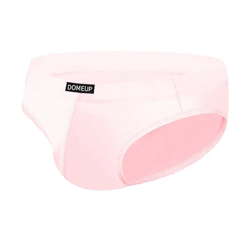 Men's seamless low waist briefs in black, white, or pink with hip-lifting function