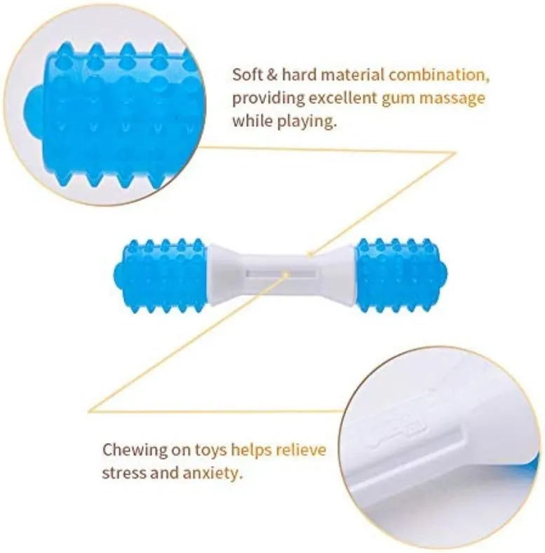 Dual-colour puppy teething chew toy made of TPR rubber for dental health and teething relief