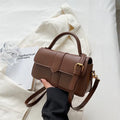 Women's PU messenger bag in horizontal square design with 22cm width, available in multiple colours
