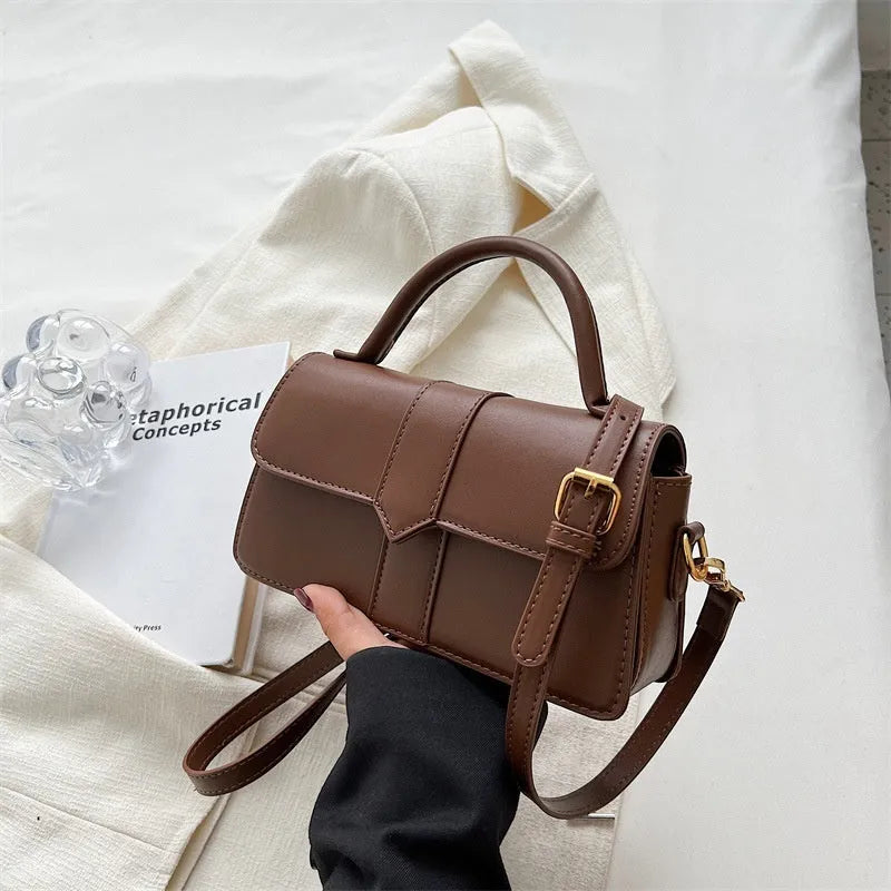Women's PU messenger bag in horizontal square design with 22cm width, available in multiple colours