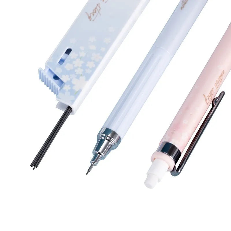 Three cartoon automatic pencils with 0.5mm lead and three boxes of refills