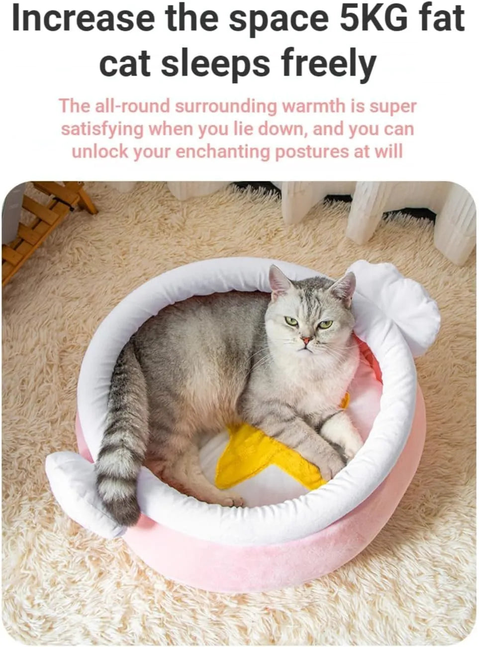 Pink magic honey pot shaped cat sofa bed with a removable cushion for small pets