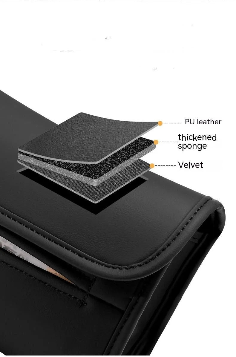 Leather car tissue box with elastic band mounting for vehicle installation