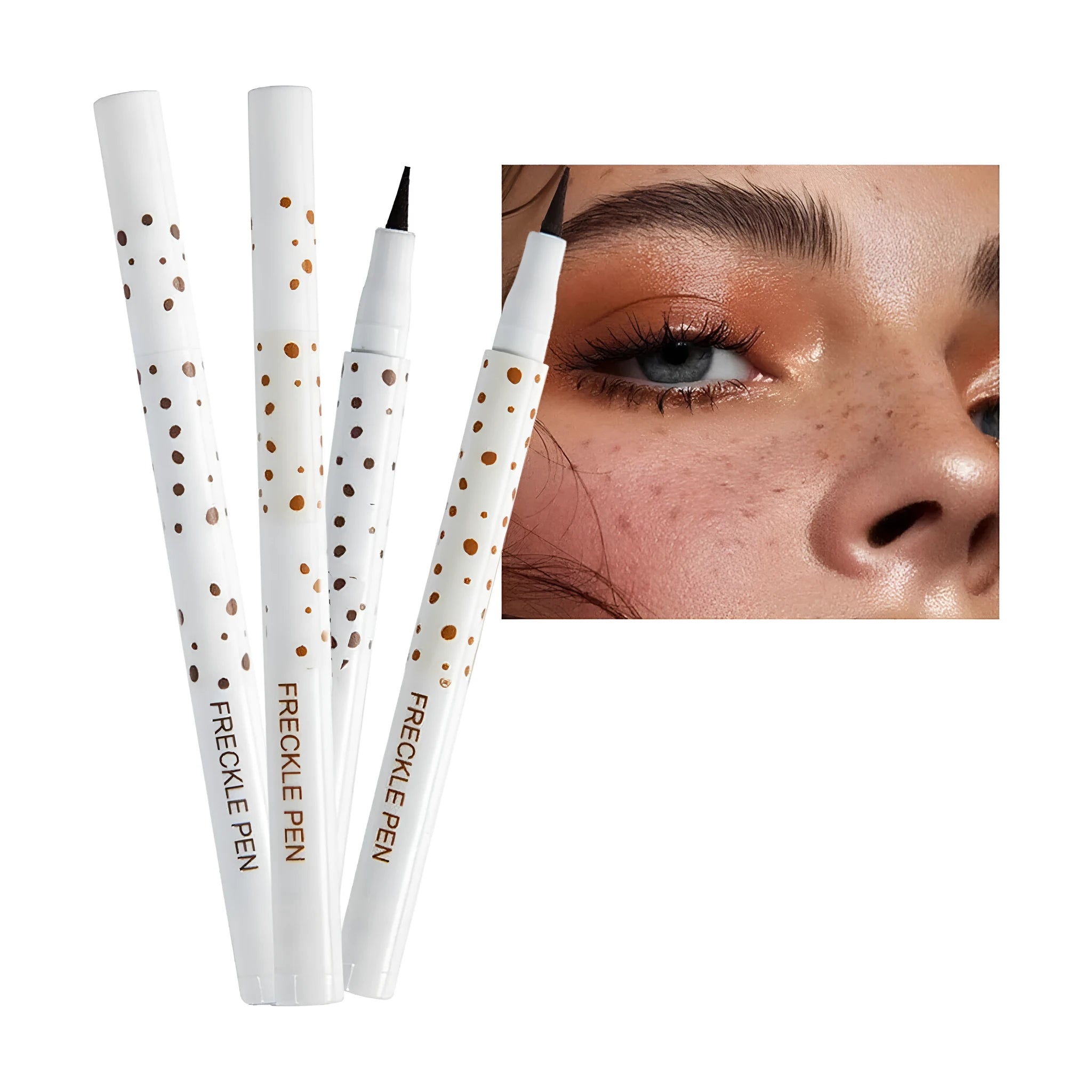 Dark brown freckle cosmetic pen with precision tip for natural-looking face and body makeup application