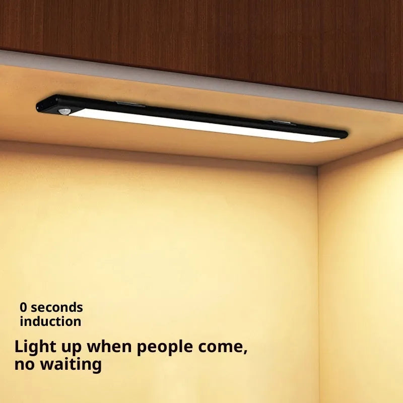 30cm smart LED strip human sensor light in silver with magnetic and self-adhesive mounting for wardrobe cabinet use