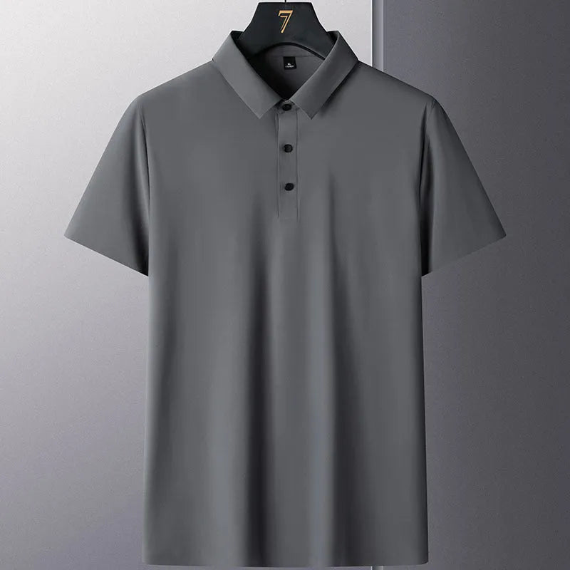 Men's non-ironing solid colour short sleeve business casual shirt in nylon fabric