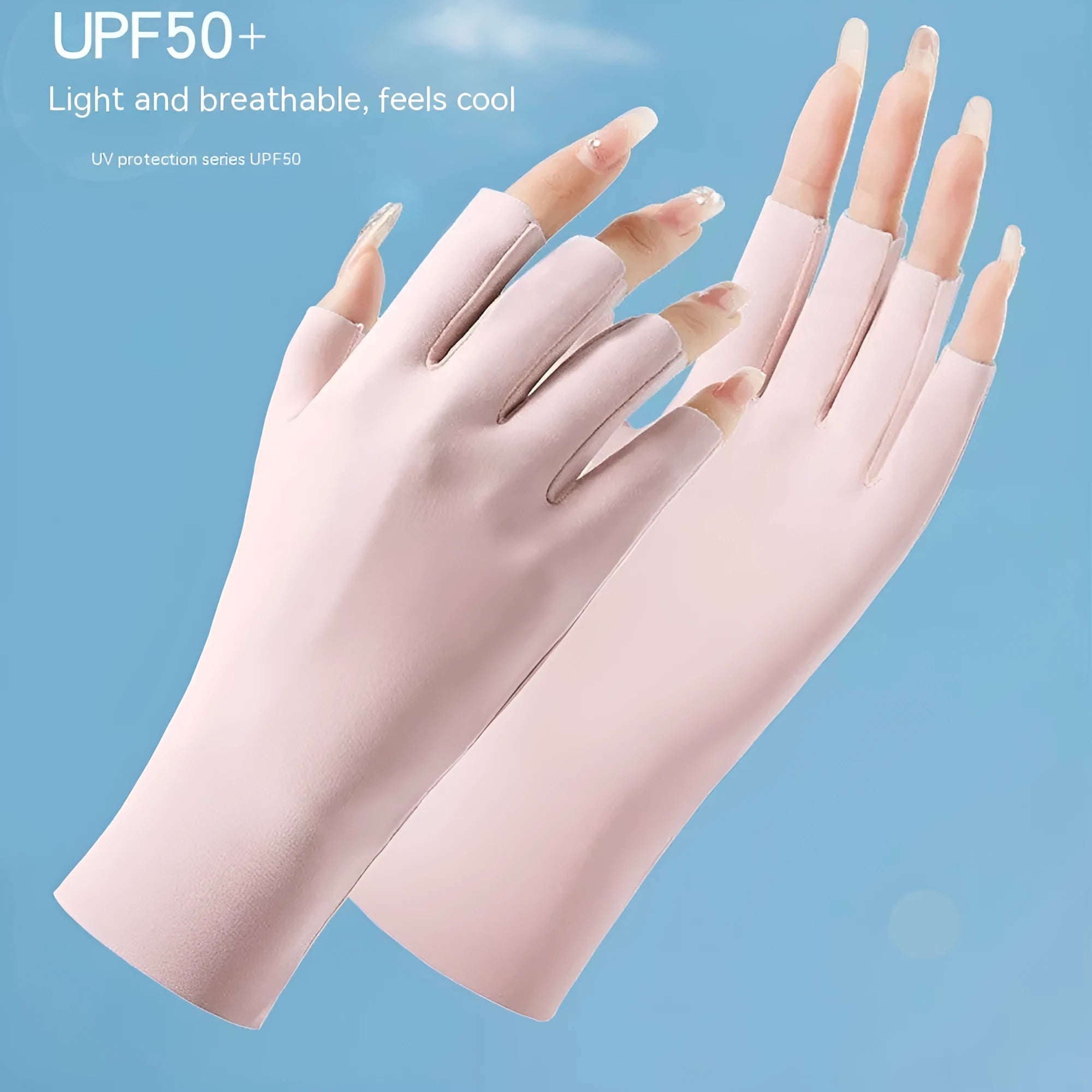 Women's thin sunscreen ice silk gloves with UPF50+ protection in multiple colour options