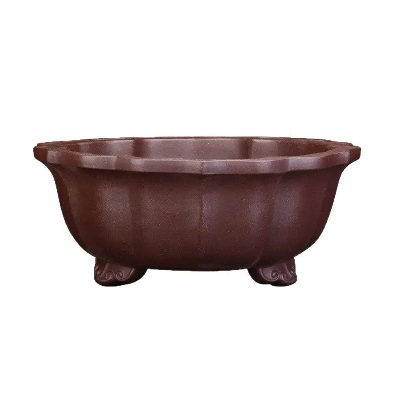 Large purple sand diamond-shaped ceramic flower pot in dark violet for indoor plant display