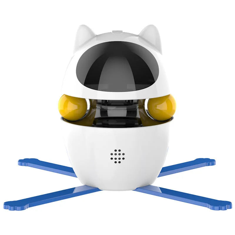 White interactive cat toy with funny stick and elastic rope for indoor cats
