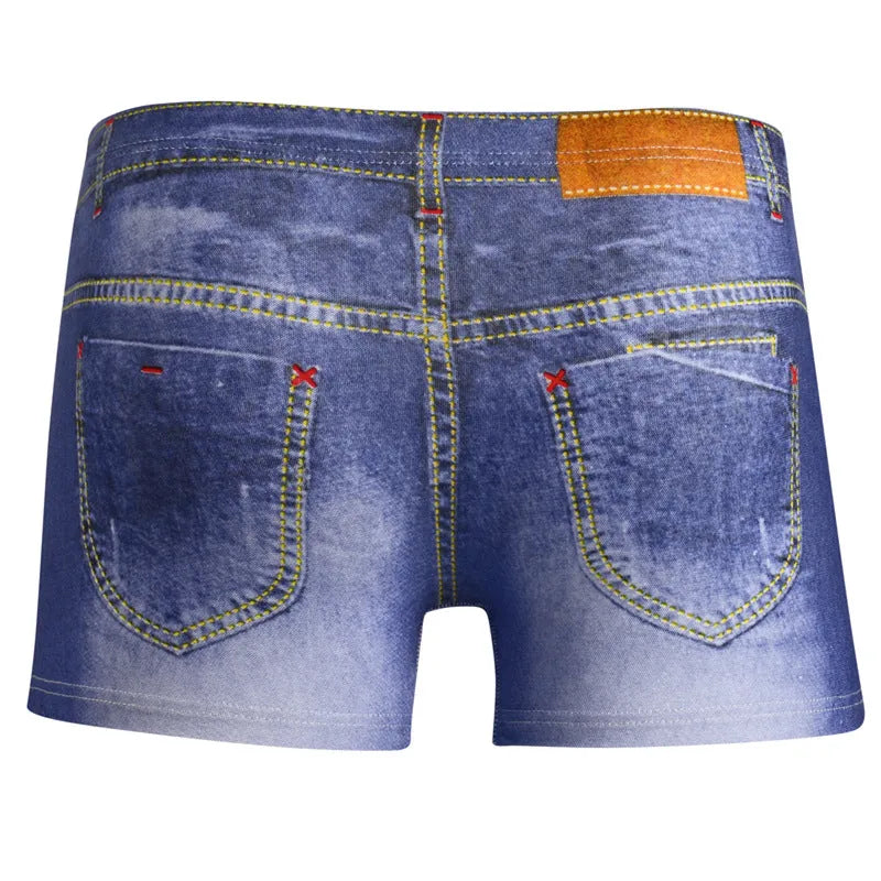 Cotton men's body sculpting boxer briefs in light blue with breathable knit and hip lift design