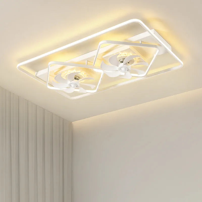 Thin suction ceiling fan with light showing plastic blades and acrylic lampshade in modern simple design