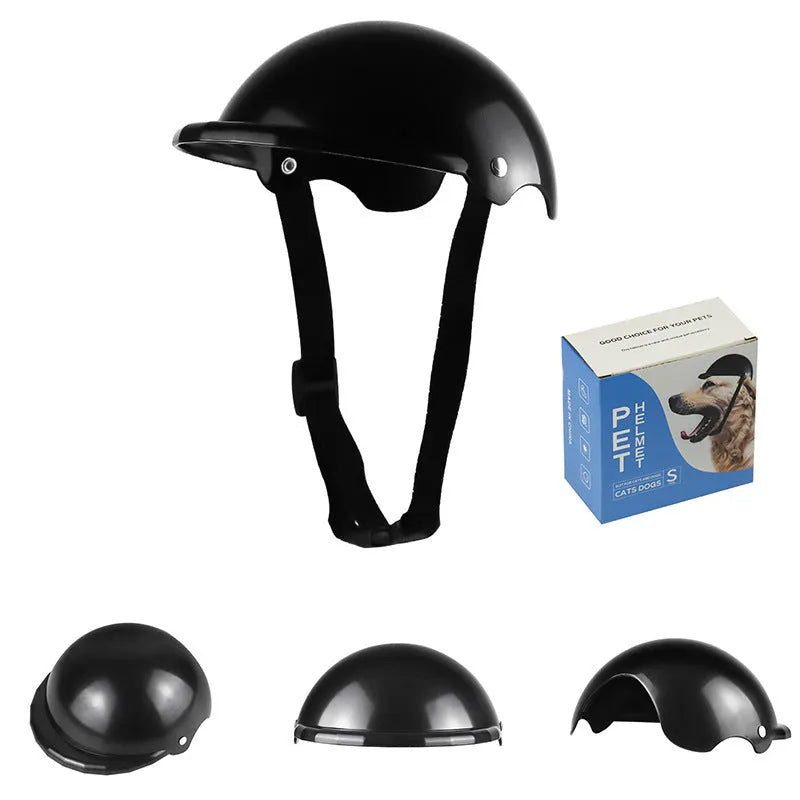 Small S size plastic pet helmet in pink, black, yellow and green colours