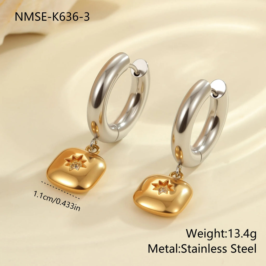 Christmas tree earrings stainless steel 18K gold plated heart star geometric dangle jewellery