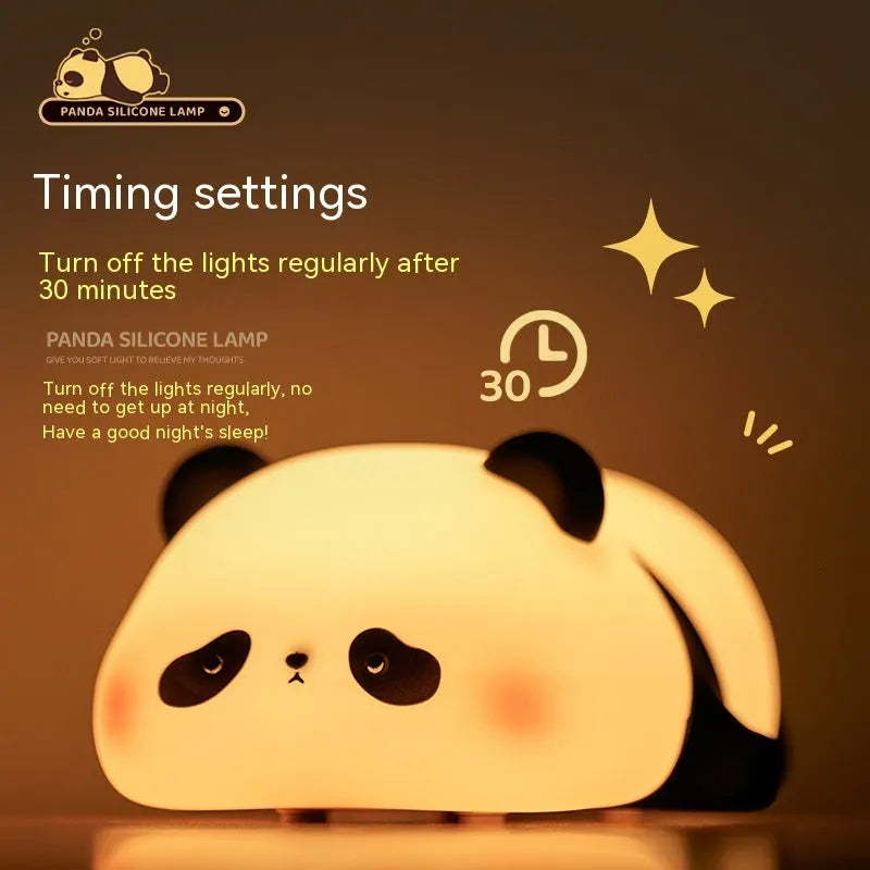 Cartoon panda-shaped silicone night light for kids with rechargeable battery