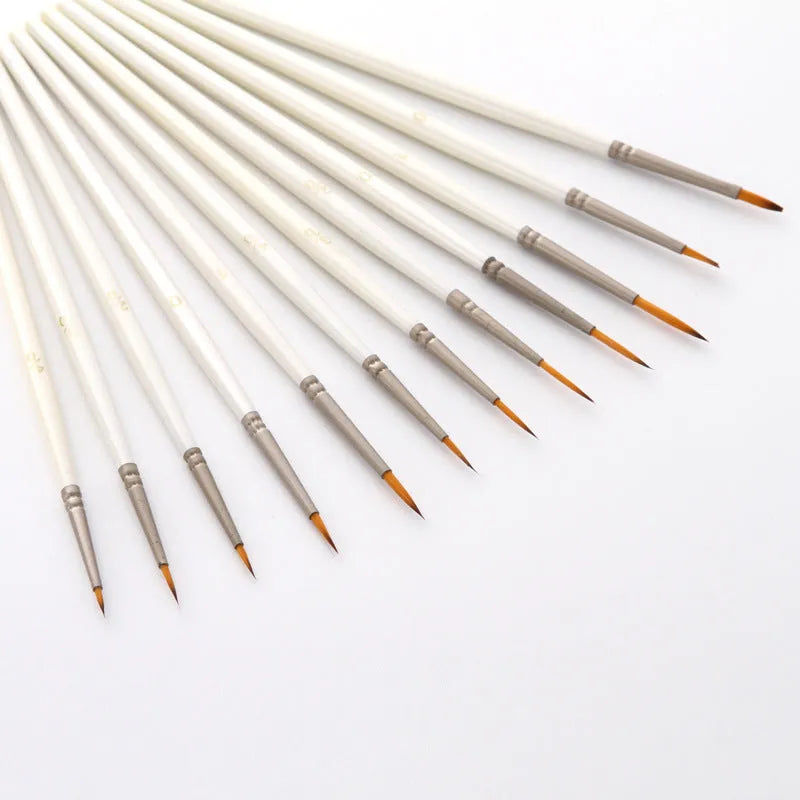 Set of 12 pearl white fluorescent marker pens with a solid wood pen holder for artists.