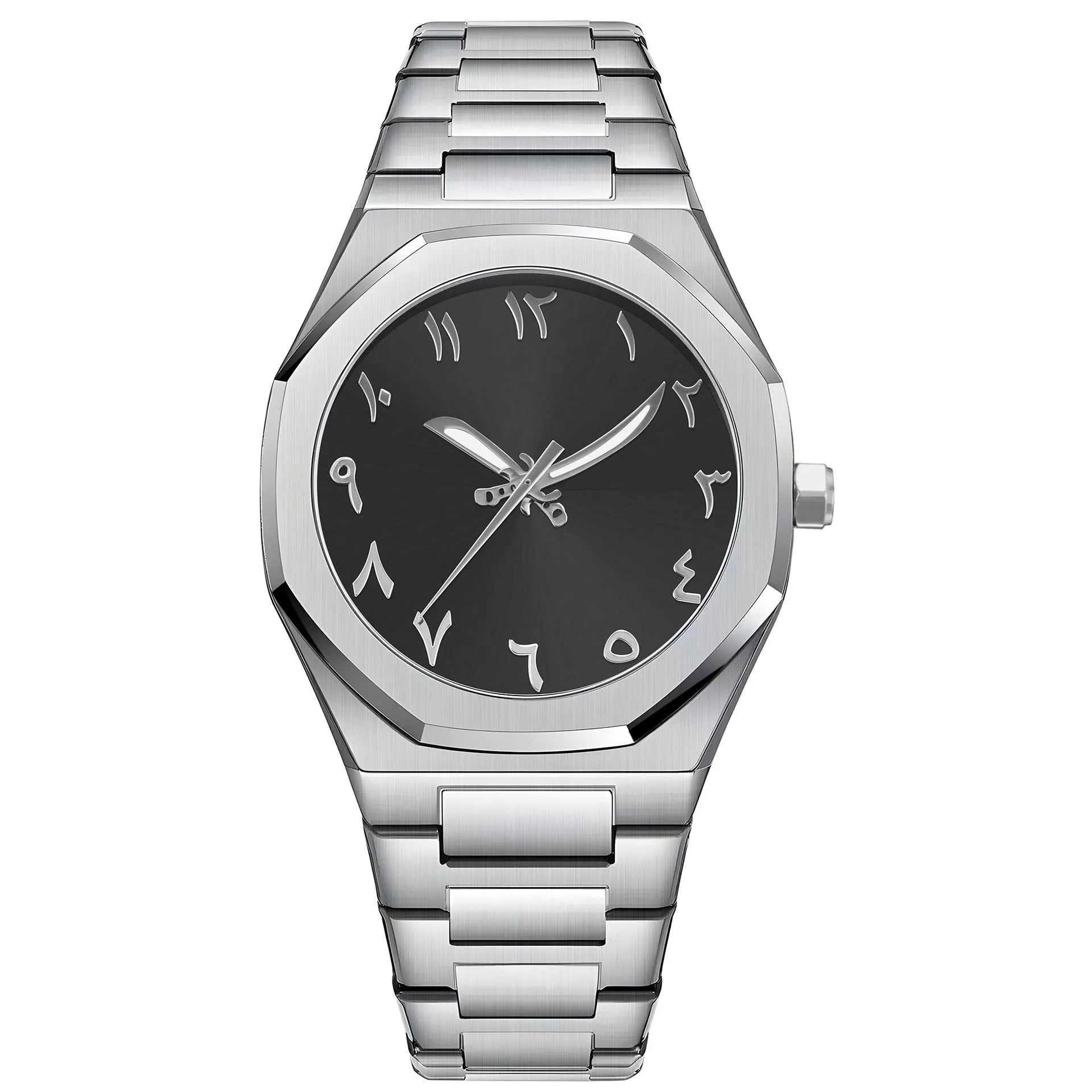 Men's business casual quartz watch with stainless steel belt in three colour options
