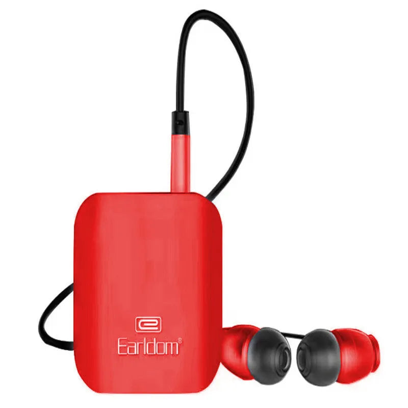Bluetooth audio receiver running headphones with lavalier design in black, grey, and red colour options