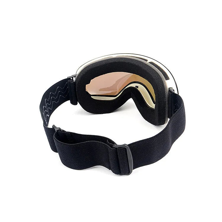 Double layer anti fog skiing mirror with TPU frame and PC lens in black colour