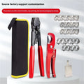 Red cloth PEX single ear clamp set with carbon steel cutting edge for plumbing connections