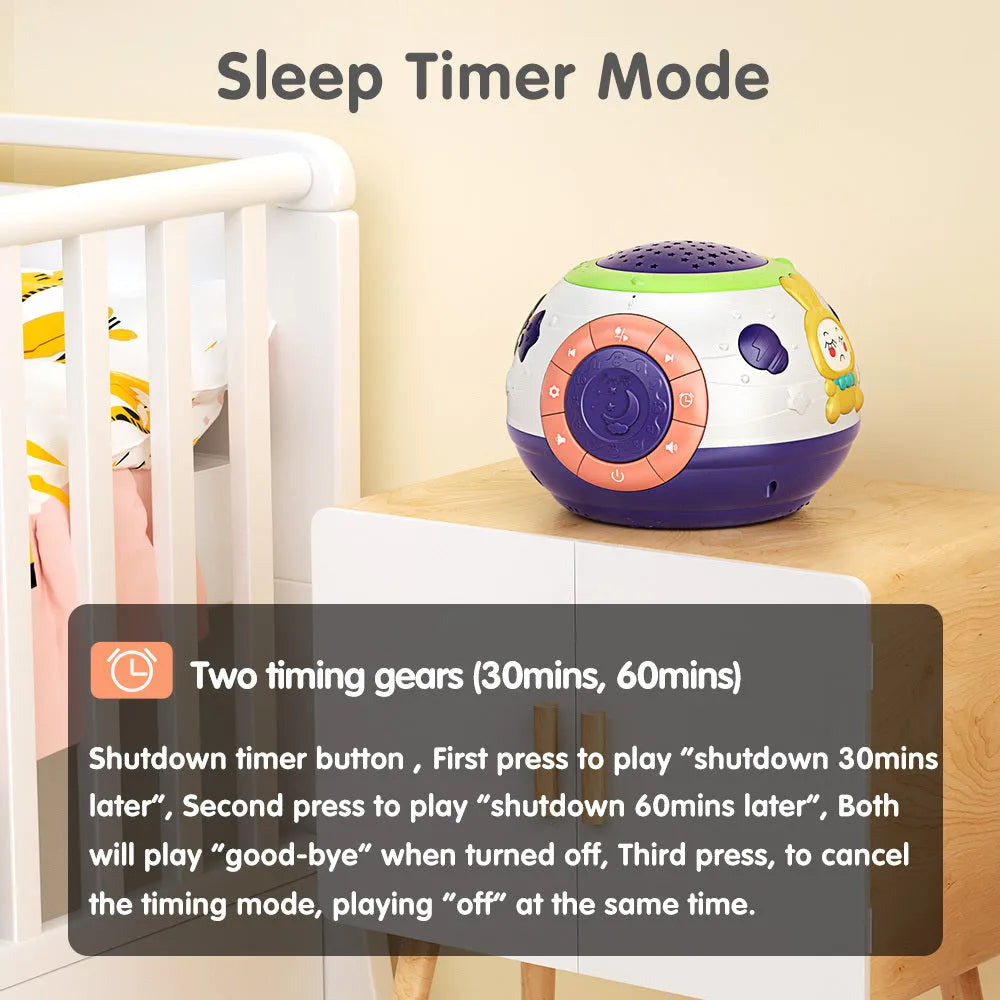 White plastic starry sky night light projector for children with three colour modes and music