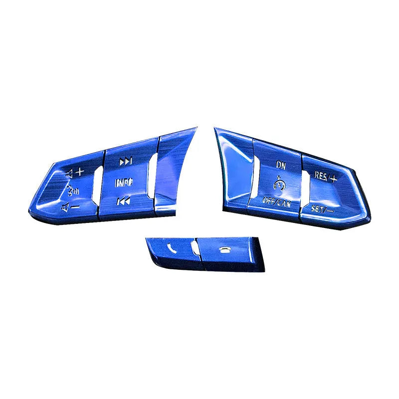 Atz aluminium alloy transparent steering wheel button decorative stickers in brushed red silver and blue for Mazda and Honda cars