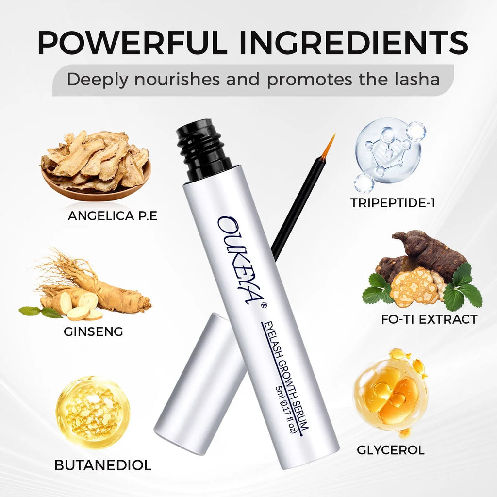 Silver 5ml bottle of eyelash growth essence for gentle repair and longer thicker lashes