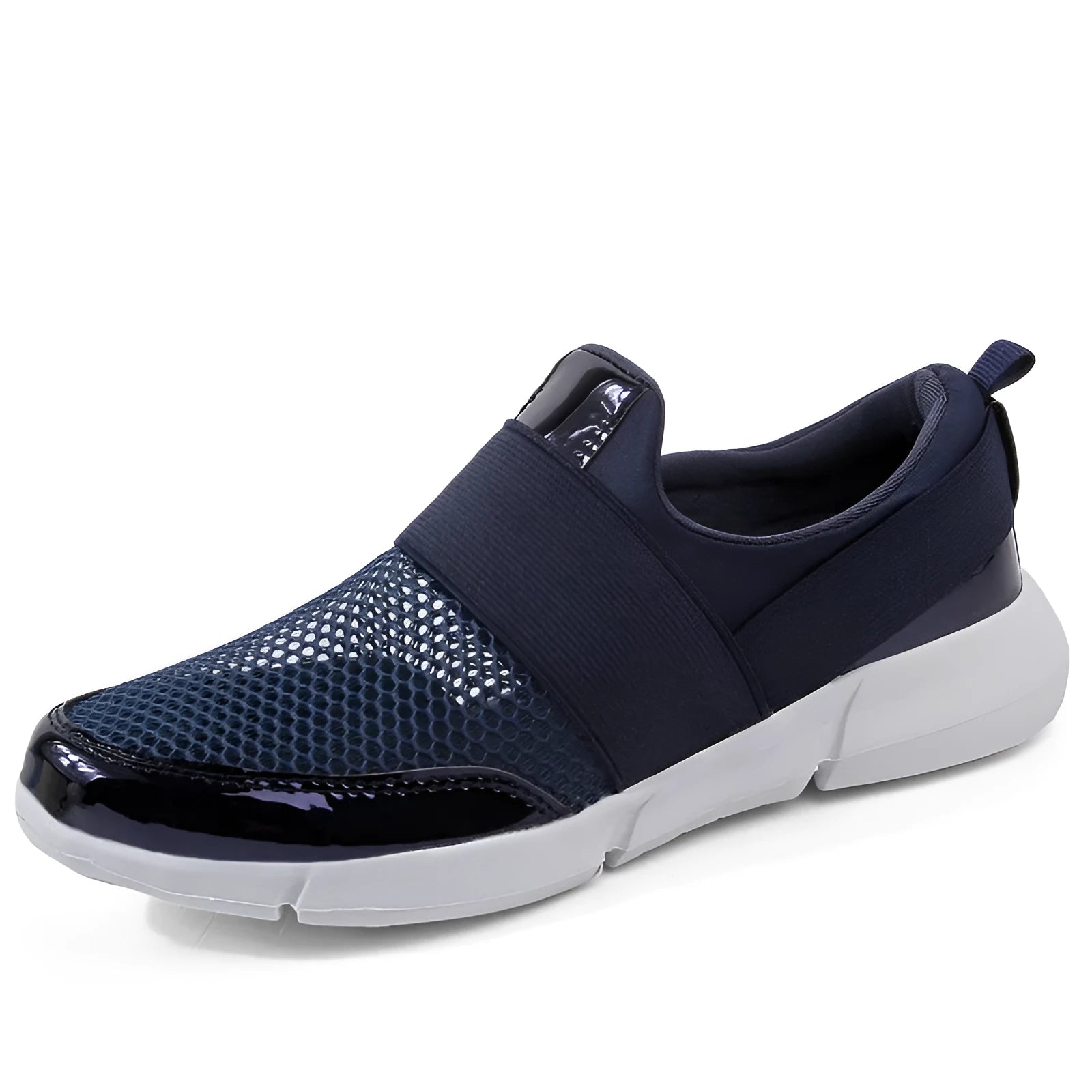 Women's low-top casual sneakers in blue with breathable mesh interior and PU midsole